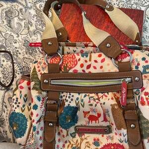 Lily Bloom Landon Satchel Forest Friends Fox & Bear Pattern Shoulder Bag